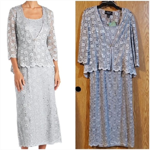 R & M Richards lace Mother of the Bride dress with matching jacket - Picture 1 of 15